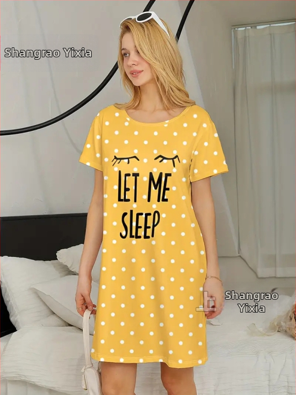 Jednodielne luxusné pyžamové šaty s kruhovým výstrihom, midi dĺžka, 100% polyester.