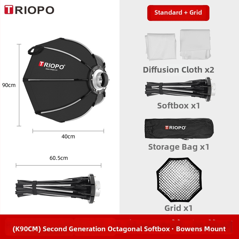 Jiebao K2 Švelnaus Šviesos Dėžė su Oktagonaline Tinkleliu – Greitas Tvirtinimas Studijinei Fotografijai