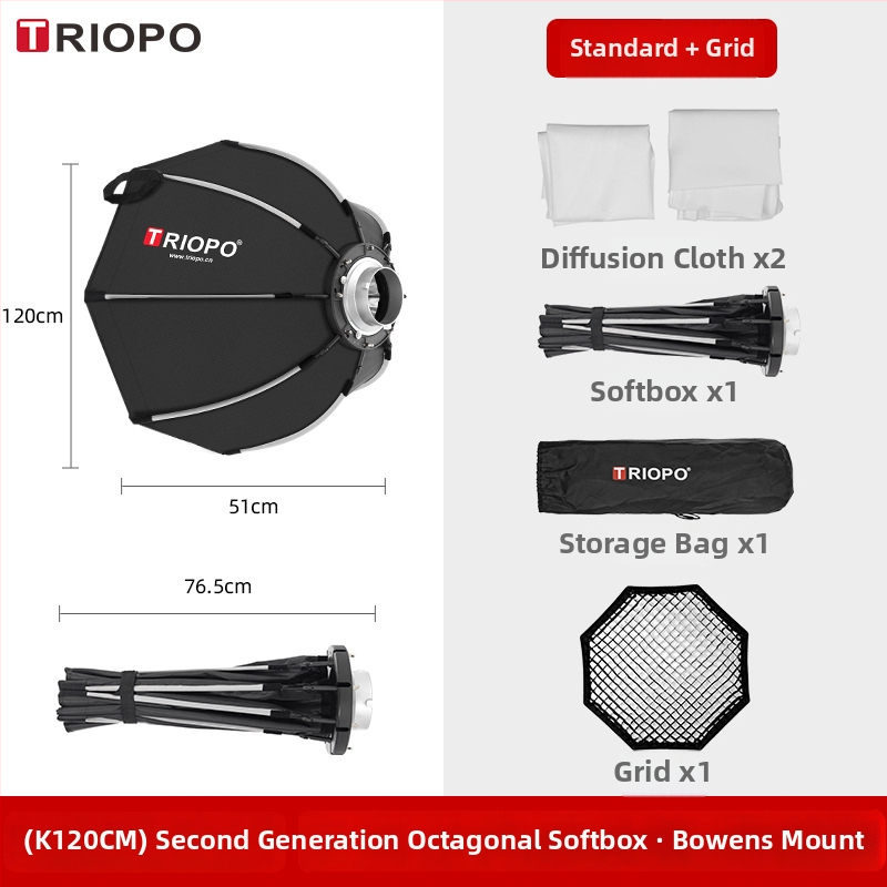 Jiebao K2 Švelnaus Šviesos Dėžė su Oktagonaline Tinkleliu – Greitas Tvirtinimas Studijinei Fotografijai