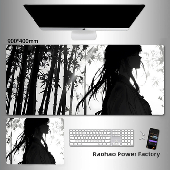 Liels spēļu peles paliktnis ar anime seriāla motīvu un tintes mazgāšanas seno stilā; dabiskā gumija, pretslīdēšana, vienpusējs.