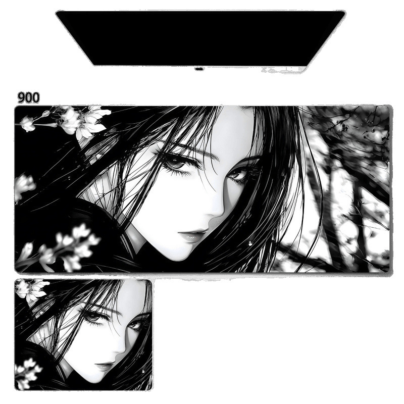 Liels spēļu peles paliktnis ar anime seriāla motīvu un tintes mazgāšanas seno stilā; dabiskā gumija, pretslīdēšana, vienpusējs.