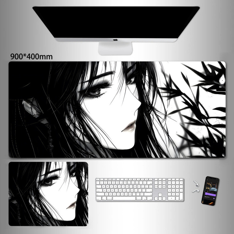 Liels spēļu peles paliktnis ar anime seriāla motīvu un tintes mazgāšanas seno stilā; dabiskā gumija, pretslīdēšana, vienpusējs.