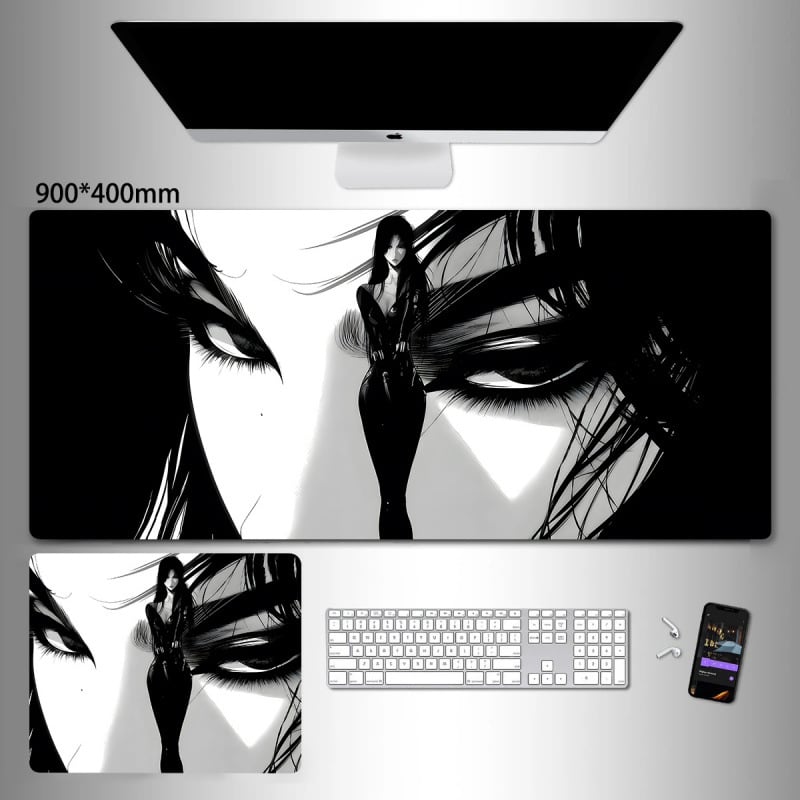 Liels spēļu peles paliktnis ar anime seriāla motīvu un tintes mazgāšanas seno stilā; dabiskā gumija, pretslīdēšana, vienpusējs.