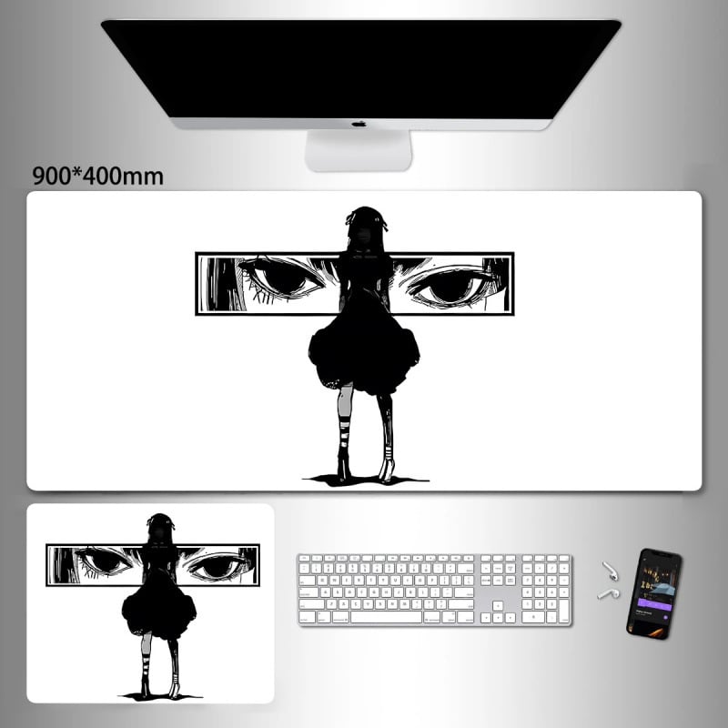 Liels spēļu peles paliktnis ar anime seriāla motīvu un tintes mazgāšanas seno stilā; dabiskā gumija, pretslīdēšana, vienpusējs.