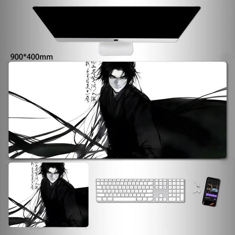 Liels spēļu peles paliktnis ar anime seriāla motīvu un tintes mazgāšanas seno stilā; dabiskā gumija, pretslīdēšana, vienpusējs.