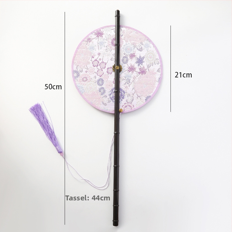 Ķīnas antīkā stila roku vents ar garu rokturi un pušķi, materiāls: audums, zīmols Tane, atsevišķa iepakošana