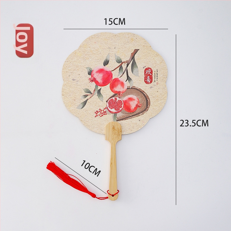 Ķīnas antīkā stila roku vents ar garu rokturi un pušķi, materiāls: audums, zīmols Tane, atsevišķa iepakošana