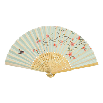 Skladací ventilátor Hanfu v starom štýle, ručne vyrezávaný bambusový ventilátor so gravírovaním a tlačou, nový čínski štýl