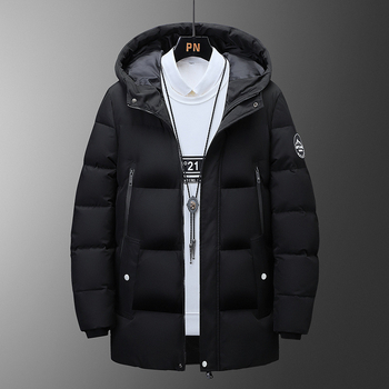 Meeste puuvillast täidetud jakk, korealise stiiliga cardigan, kapuutsiga, paksenenud, polüester täidis