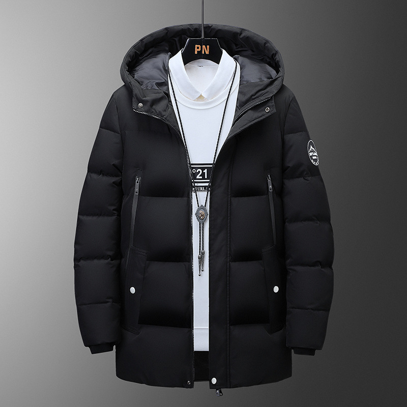 Meeste puuvillast täidetud jakk, korealise stiiliga cardigan, kapuutsiga, paksenenud, polüester täidis