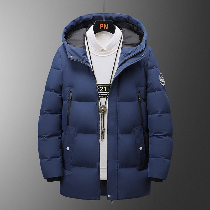 Meeste puuvillast täidetud jakk, korealise stiiliga cardigan, kapuutsiga, paksenenud, polüester täidis