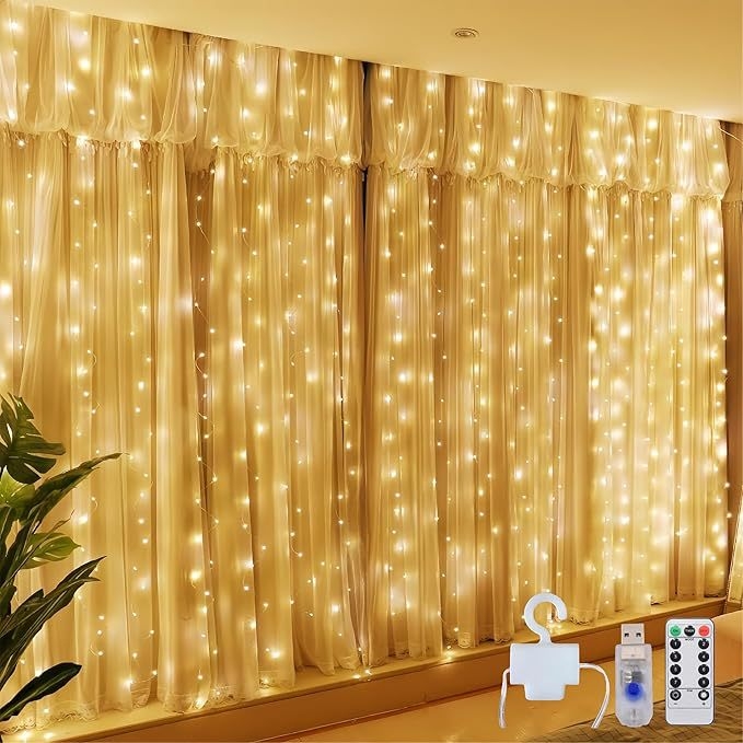 LED завесни светлини, 300 диода, USB захранване, IP65, дистанционно управление