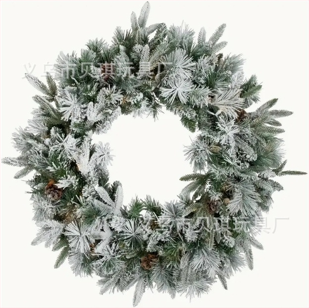 Beiqi PVC Kalėdų eglutės pakabukas – vainikas su rotango žiedu