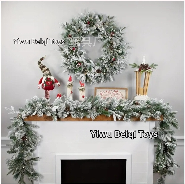 Beiqi PVC Ziemassvētku eglītes kulons – vainags ar rotangringa riņķi