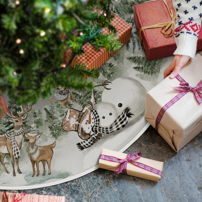 Dinghe vianočná sukňa na stromček - krátky plyš, tlač, darček na párty