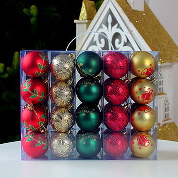 Božićni set kuglica, 40 kom, plastika, otisak, elektroplating završna obrada
