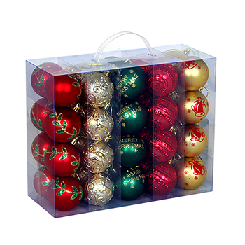 Božićni set kuglica, 40 kom, plastika, otisak, elektroplating završna obrada