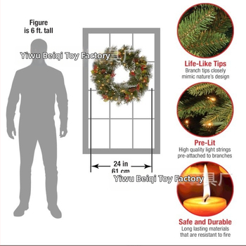 Beiqi plastikinis Kalėdinis vainikas – pakabukas ant durų ir langų