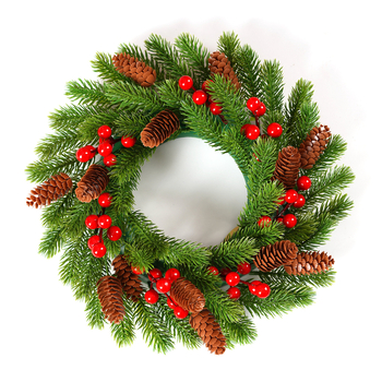 Vianočný veniec, moderný a minimalistický štýl, ručne vyrobený, materiál PE + PVC