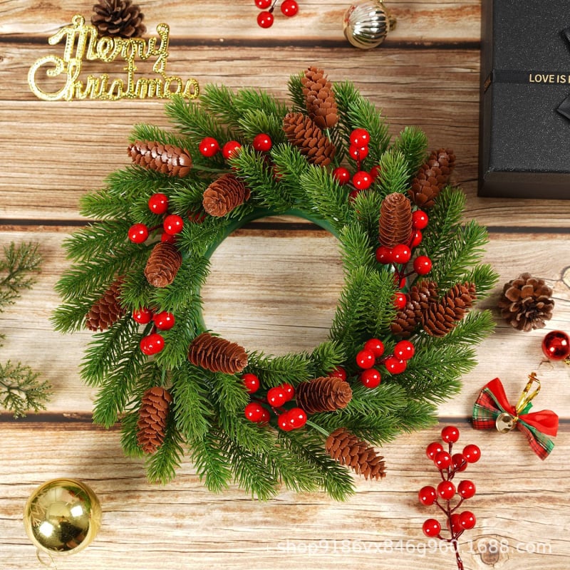 Vianočný veniec, moderný a minimalistický štýl, ručne vyrobený, materiál PE + PVC