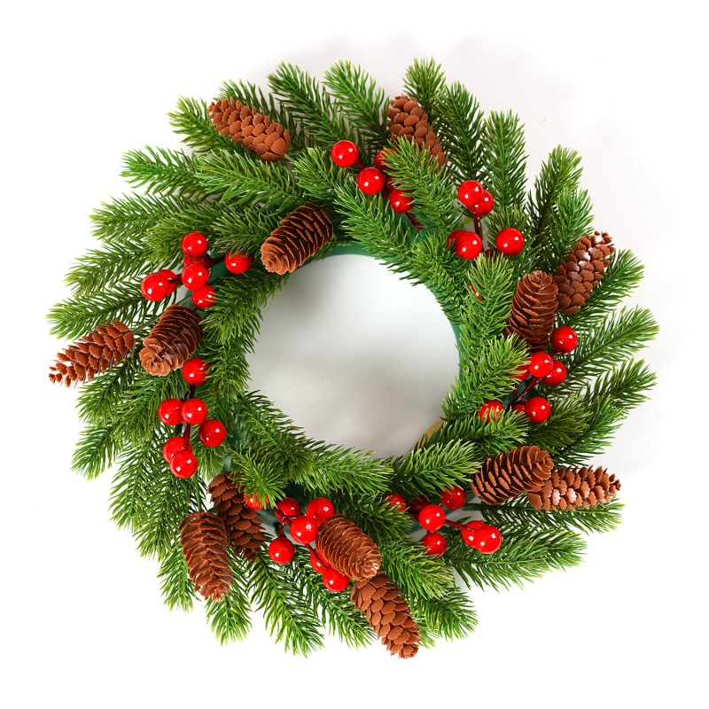 Vianočný veniec, moderný a minimalistický štýl, ručne vyrobený, materiál PE + PVC