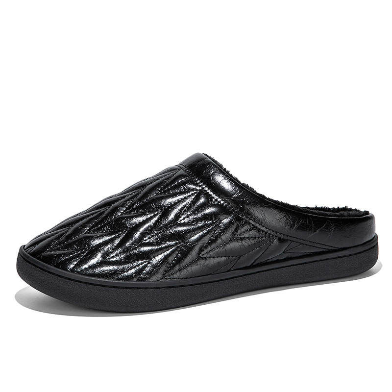 Pánske pohodlné papuče s hornou z mikrovláknovej kože, fleecová podšívka, gumová podrážka, nepremokavé a protišmykové