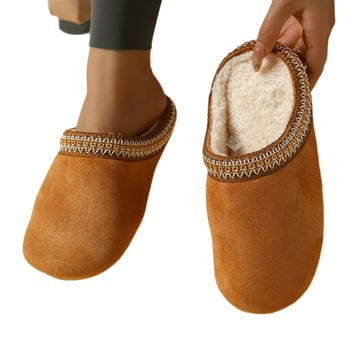 Beltéri- és kültéri papucs – velúr felsőrész, textil talp, csúszásmentes, meleg, vastag talp 0–3 cm