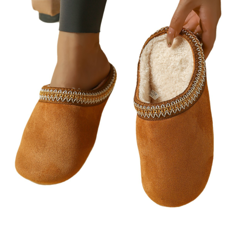 Beltéri- és kültéri papucs – velúr felsőrész, textil talp, csúszásmentes, meleg, vastag talp 0–3 cm