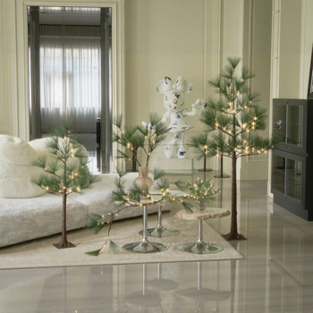 Beqi Διακοσμητικό χριστουγεννιάτικο δέντρο για σαλόνι σε μινιμαλιστικό σκανδιναβικό στυλ, PVC κλαδιά με ψεκασμό χιονιού