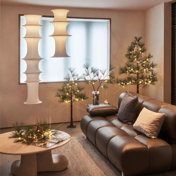 Beqi Διακοσμητικό χριστουγεννιάτικο δέντρο για σαλόνι σε μινιμαλιστικό σκανδιναβικό στυλ, PVC κλαδιά με ψεκασμό χιονιού