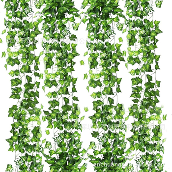Изкуствени бръшлянови лози с коприна цветя, полу ръчна и полу механична изработка, тип ратан, опаковка OPP, 12 или 24 броя