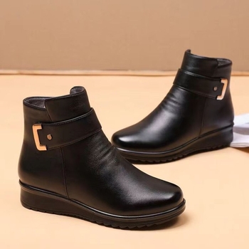 Női vastag béléses téli bakancs PU felsőrésszel, anti-slip gumírozott talppal, oldalsó cipzár, casual stílus