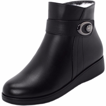 Téli női pamut csizma oldalsó cipzárral, vízálló és meleg, polár béléssel, éksarkú