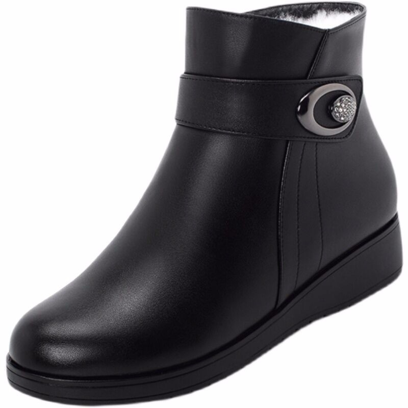 Téli női pamut csizma oldalsó cipzárral, vízálló és meleg, polár béléssel, éksarkú