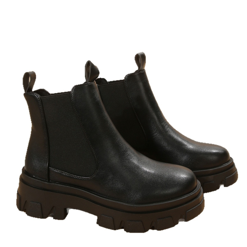 Női Martin csizma vastag talppal, masszív blokktalppal, kerek orrú, Smoking Pipe stílus, rövid szár, EVA talp