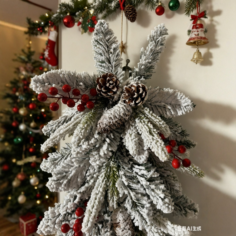 Karácsonyi függő koszorú PE vegyes növényhálóval (Termékkód: PE vegyes növényháló; Anyag: PE vegyes; Stílus: Karácsony)