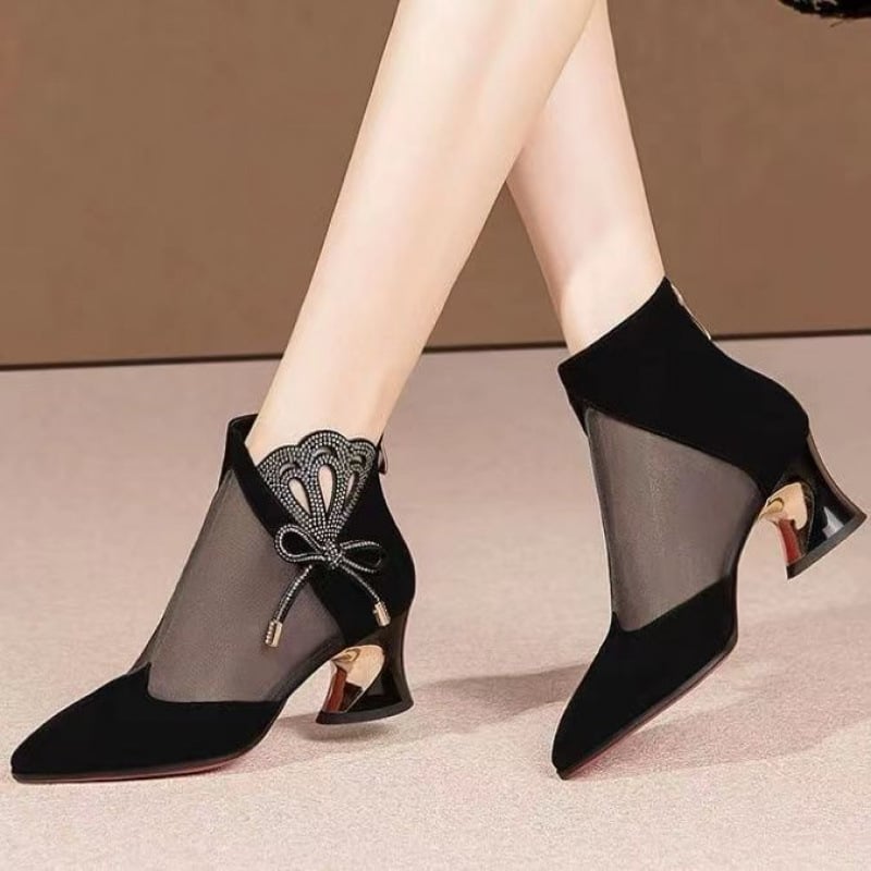 Moteriški sandalai su tinklo viršutine dalimi, tinklo vidus, gumos padas, storos kulnus