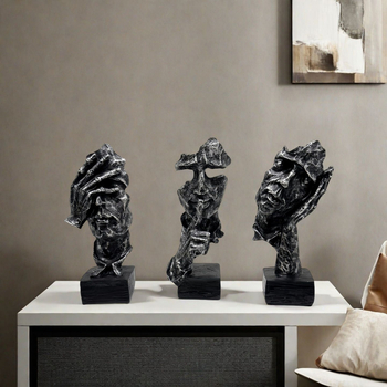 Figurakészlet – absztrakt mini arcú dekoráció kínai stílusú retró iroda-/tanuló dekoráció; Anyag: gyanta; Márka: Xiangsheng; Csomagolás: karton.