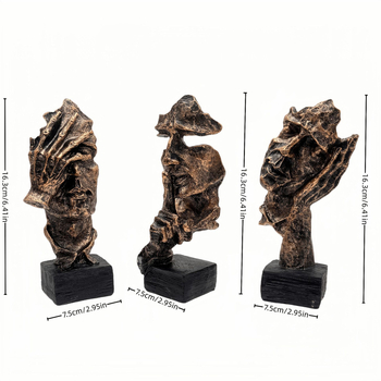 Figurakészlet – absztrakt mini arcú dekoráció kínai stílusú retró iroda-/tanuló dekoráció; Anyag: gyanta; Márka: Xiangsheng; Csomagolás: karton.