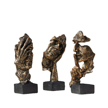 Figurakészlet – absztrakt mini arcú dekoráció kínai stílusú retró iroda-/tanuló dekoráció; Anyag: gyanta; Márka: Xiangsheng; Csomagolás: karton.