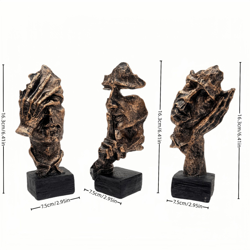 Figurakészlet – absztrakt mini arcú dekoráció kínai stílusú retró iroda-/tanuló dekoráció; Anyag: gyanta; Márka: Xiangsheng; Csomagolás: karton.