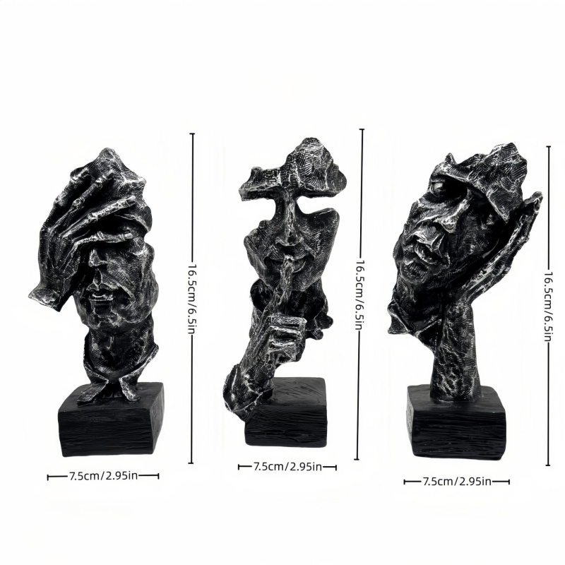 Figurakészlet – absztrakt mini arcú dekoráció kínai stílusú retró iroda-/tanuló dekoráció; Anyag: gyanta; Márka: Xiangsheng; Csomagolás: karton.