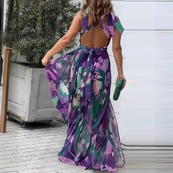 Pólógalléros, ujjatlan, rakott, midi hosszúságú ruha, poliészterből