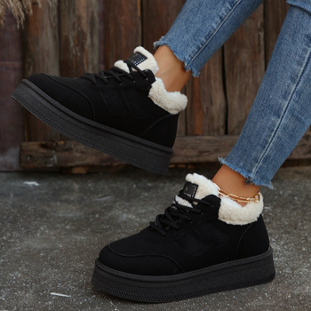 Téli pamutcipő fleece béléssel, vastag talppal, PU felsőrész, gumi talppal