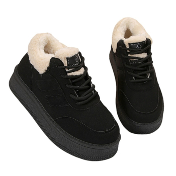 Téli pamutcipő fleece béléssel, vastag talppal, PU felsőrész, gumi talppal