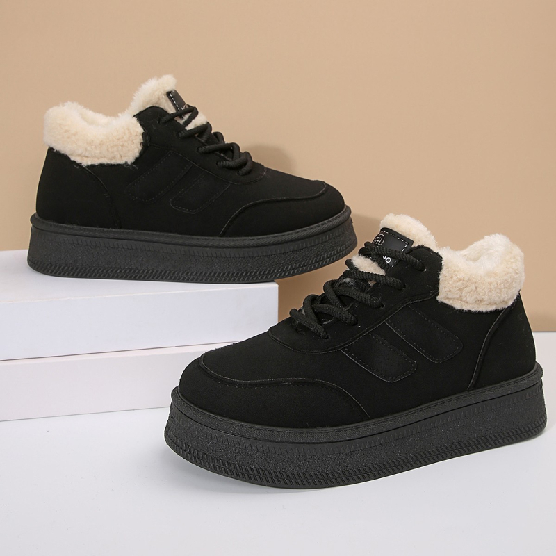 Téli pamutcipő fleece béléssel, vastag talppal, PU felsőrész, gumi talppal