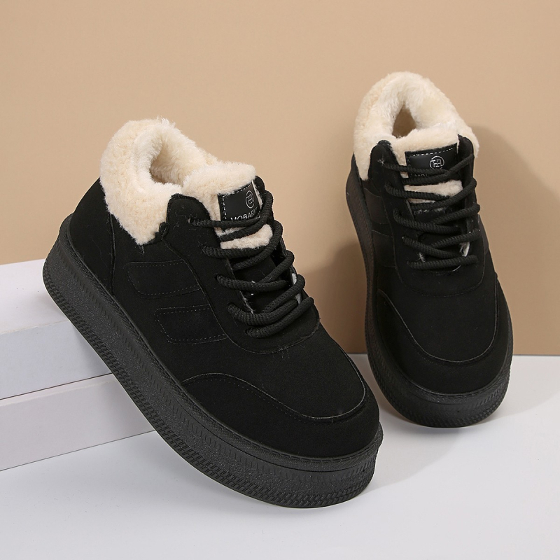 Téli pamutcipő fleece béléssel, vastag talppal, PU felsőrész, gumi talppal