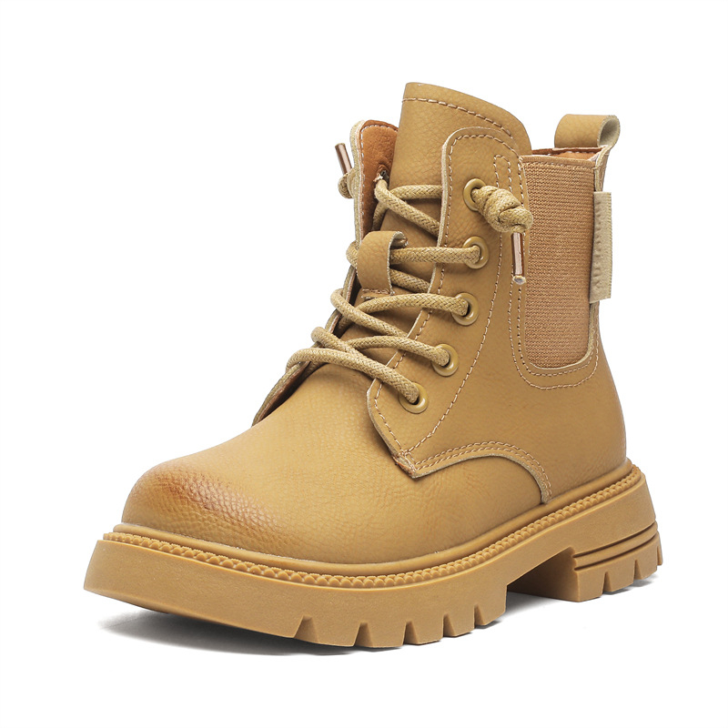 Lányoknak szóló Martin csizma, mikro szálas bőrhatású, oldalsó cipzár, alacsony szár, brit stílus, őszi-téli