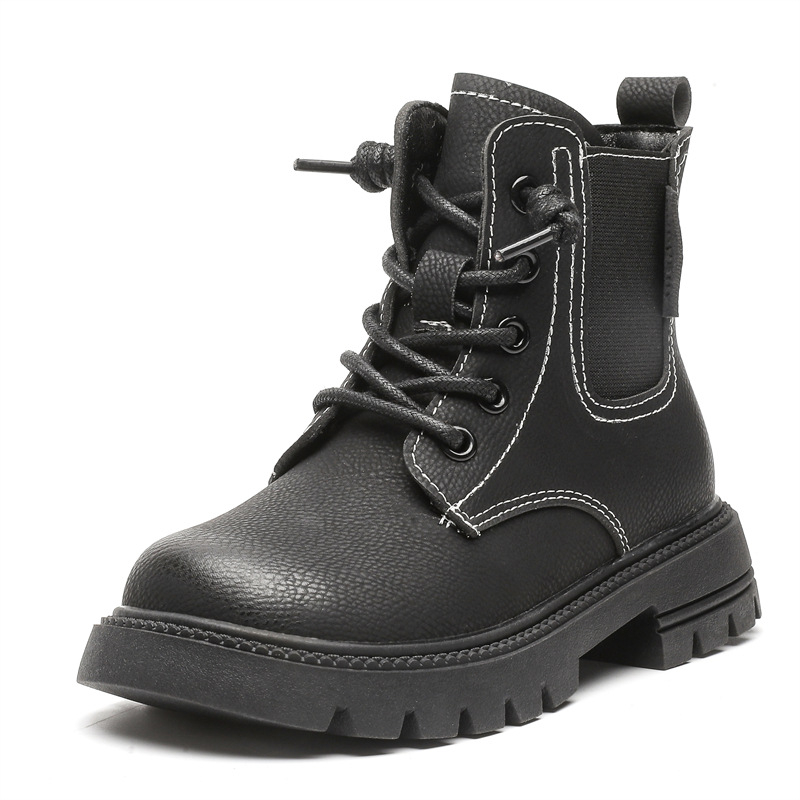 Lányoknak szóló Martin csizma, mikro szálas bőrhatású, oldalsó cipzár, alacsony szár, brit stílus, őszi-téli