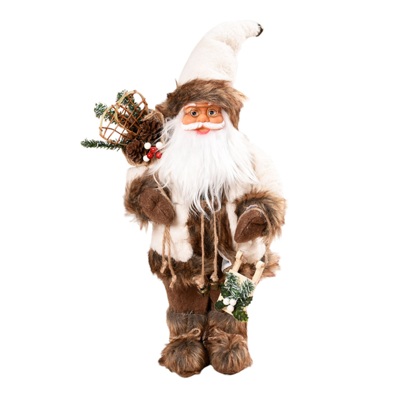 Ornament: figură de Moș Crăciun în picioare, artă din țesătură, decor de Crăciun; materiale plastic, țesătură; cod produs 760; brand Other